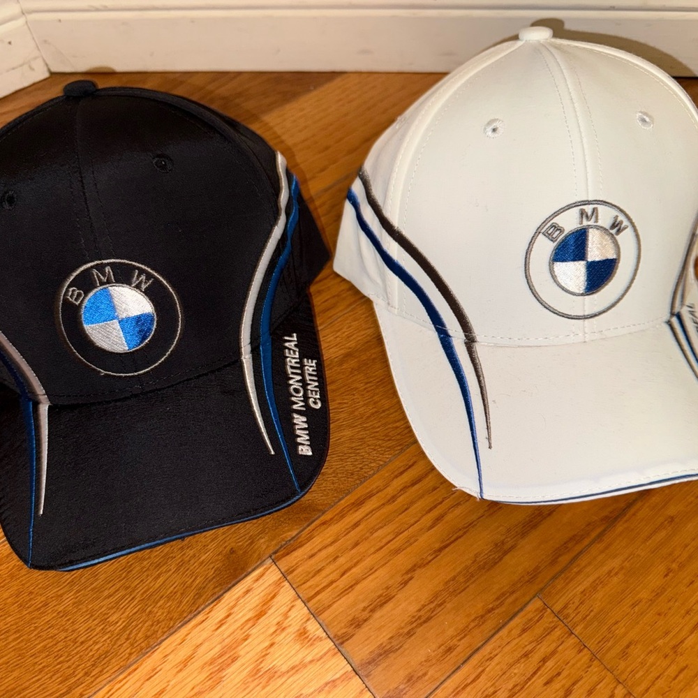 BMW Men's Black and White Logo Hats.